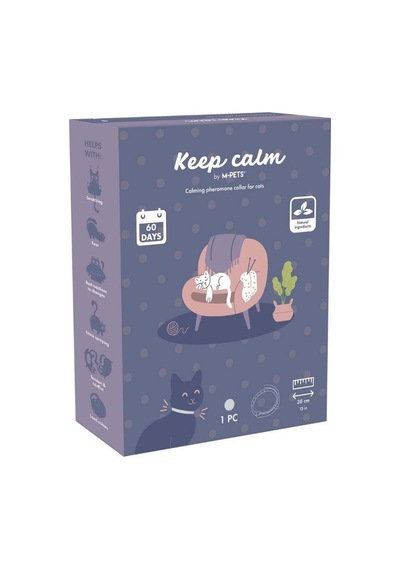 M-pets Keep Calm Sakinleştirici Kedi Tasması Gri