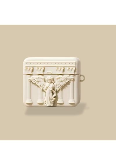 Apple Uyumlu AirPods Pro 2 Angel Kılıf Dua Eden Melek Figürlü Krem