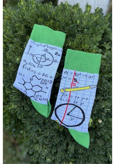 Lousocks Unisex Sağlı Sollu Matematik Formül Desenli Soket Çorap Mavi