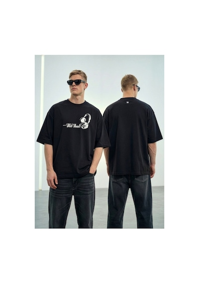Wild Wood Garment Wild Wood "audio Rhythms" Kulaklık Kabaran Baskılı Premium Oversize T-shirt Siyah Wild Wood Garment Wild Wood "audio Rhythms" Kulaklık Kabaran Baskılı Premium Oversize T-shirt Siyah