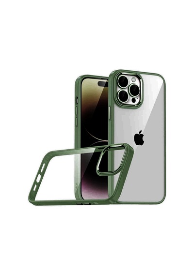 Mey İthalat iPhone Uyumlu 15 Pro Max Lensli Silikon - Yeşil