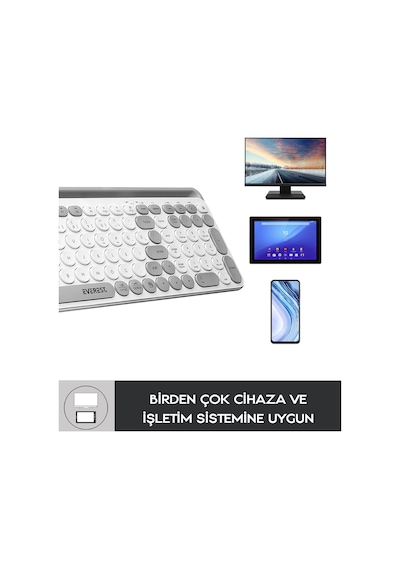 EKW-28 2.4G+Bluetooth BT1+BT2 Çoklu Cihaz Bağlantılı Ulta İnce Q (Mac-Wın-Ios-Android) Kablosuz Klavye