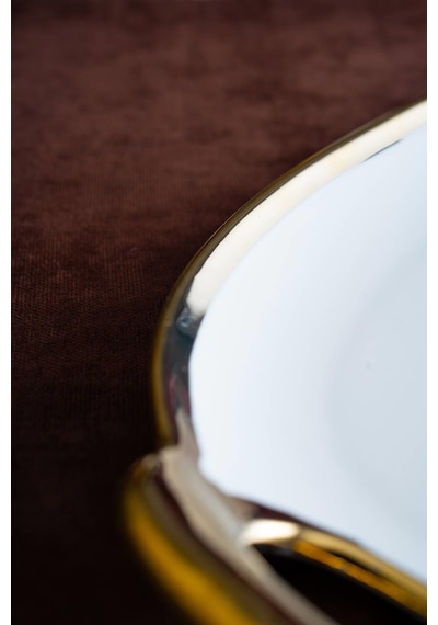Acar Arven Oval Gold Sunum Tepsisi - 45 Cm Beyaz