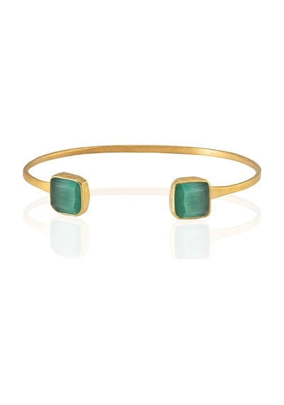 Kadir Jewellery 22 Ayar Altın Kaplama El İşçiliği Zirkon Taşlı Kadın Charm Bileklik Ördek Yeşil