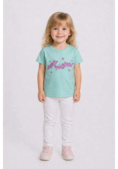 Yale Kids 1 4 Yaş Kız Çocuk %95 Pamuklu Tişört Su Yeşili