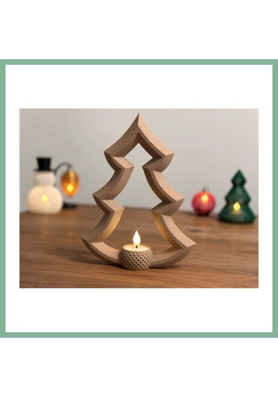 Bşkvirgo 3d Baskı Yılbaşı Ağacı Tealight Mumluk 18 Cm Dekoratif Çam Ağacı Şamdan Yeni Yıl Masa Süsü Bsk2026 Çok Renkli