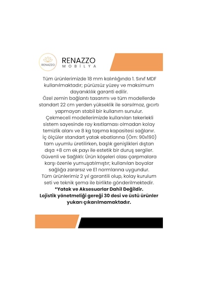 Letto 2 Çekmeceli Çift Kişilik Mdf Karyola