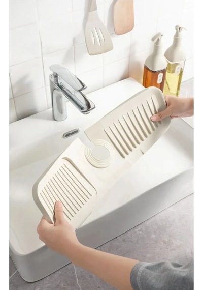 Elastik Musluk Matı Su Tutucu Düzenleyici Kaydırmaz Taban Organizer Mutfak Banyo Lavabo Silikon Beya Diğer