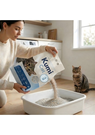 Kumi Cat Eko-premium Şefkatli Temizlik Bebek Pudrası Kokulu Kedi Kumu, Güçlü Topaklanan Bentonit 5 L