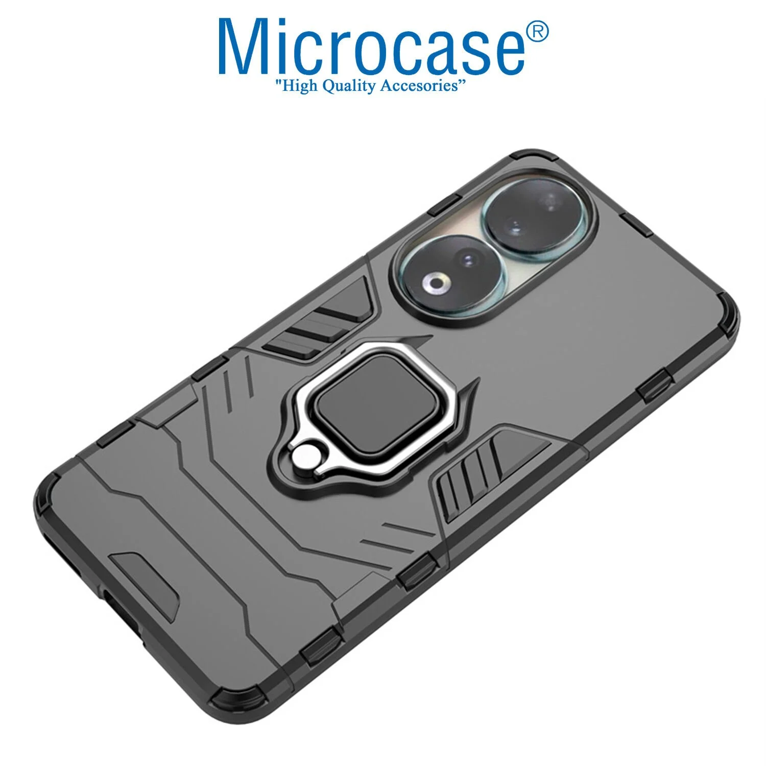 Microcase Honor 90 Batman Serisi Yüzük Standlı Armor Kılıf - Siyah Al3349