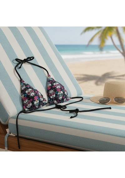Bonbon Kadın Plaj Giyim Siyah Renk Desenli Bikini Üst Bb2573