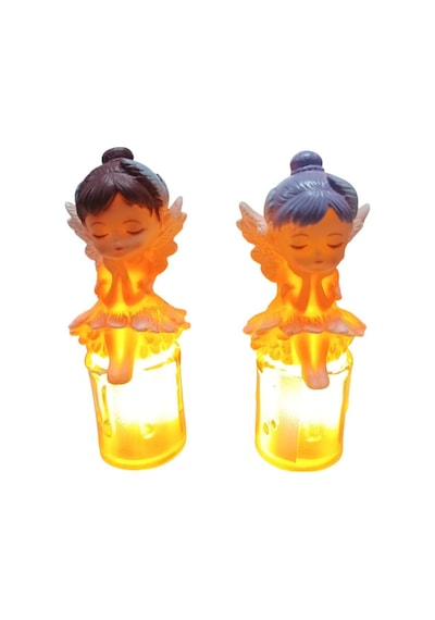 Led Mum Kanatlı Melek Tip Pilli Dekoratif Yapay Mum Işıldak 1cift Pembe