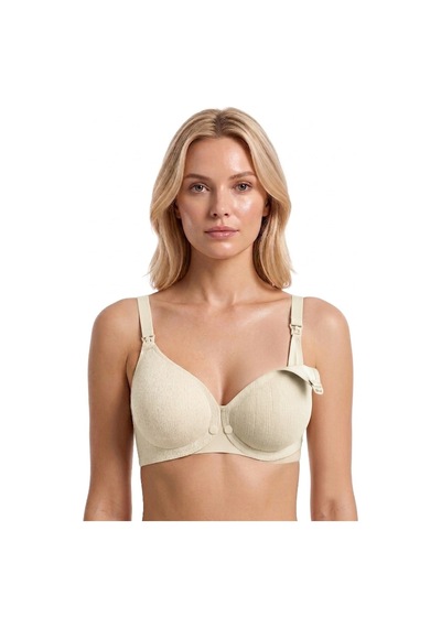 Cottonill Seamless Bra - Mavelle Krem Lazer Kesim Klipsli Ve Çıtçıtlı Önü Açılabilir Emzirme Sütyeni