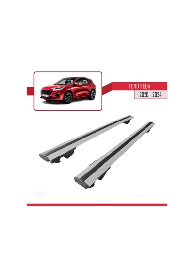 Ford Kuga 2020 Ve Sonrası İle Uyumlu Hook Model Anahtar Kilitli Ara Atkı Tavan Barı Gri