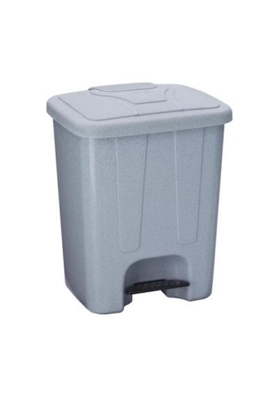 Omnipazar Sy-4255 40 Lt Köşeli Pedallı Plastik Çöp Kovası İç Kovasız Gri