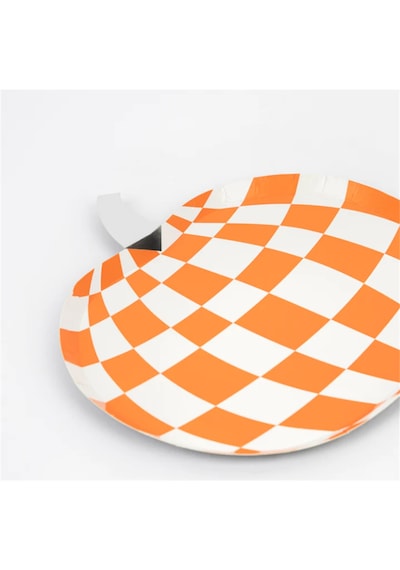Meri Meri - Mod Pattern Pumpkin Plates - Modern Balkabağı Tabaklar 8'li