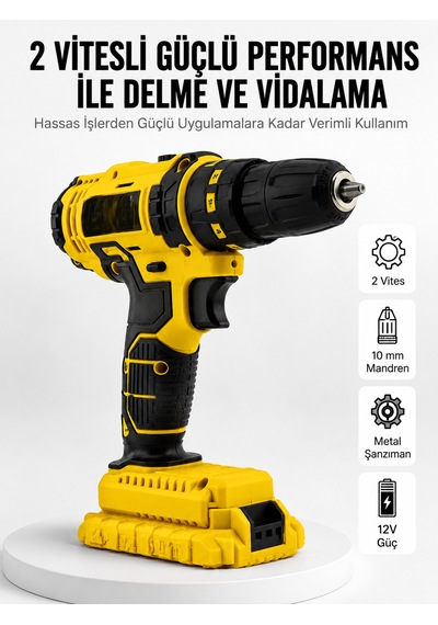 Tek Matkap Seti 24 Parça Çift Bataryalı Darbeli Led Işıklı Vidalama Najmaddin