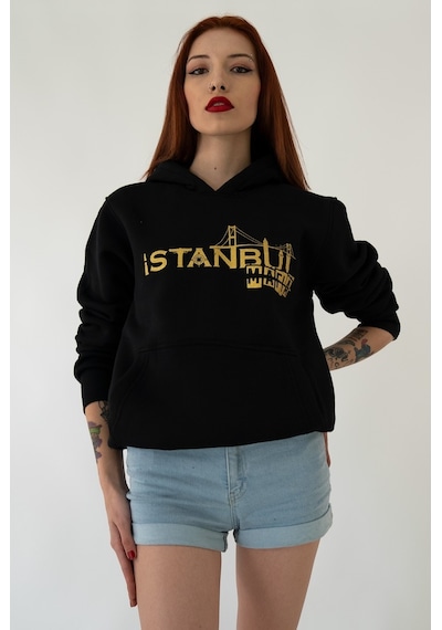 Istanbul Mafıa Kapşonlu Siyah Unisex Sweatshirt Hoodie Polar