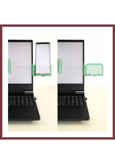 Storeşahin 3d Baskı Monitor Telefon Tutucu - Petek Desenli Laptop Kenar Telefon Tutucu-mint Shn0720