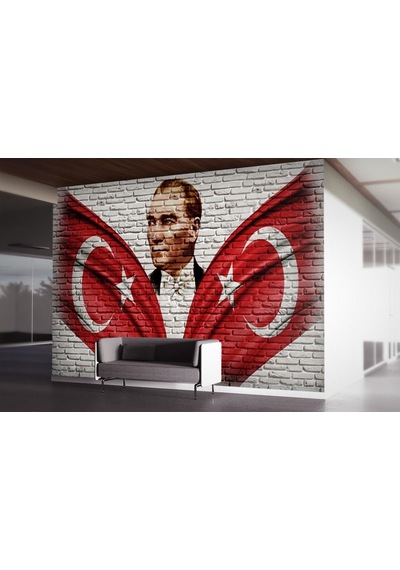 Atatürk Türk Bayrağı 3 Boyutlu Duvar Kağıdı