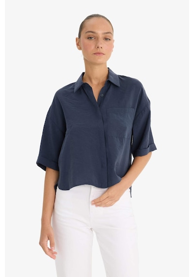Defacto Loose Fit Modal Kısa Kollu Gömlek F9331ax25aunv256 Lacivert