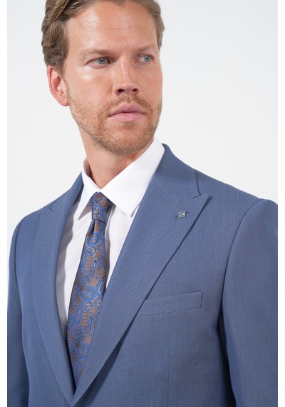 İmza İndigo Kırlangıç Yaka 6 Drop Slim Fit Tam Astar Esnek Takım Elbise 1001260174 Indigo