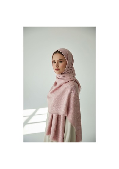 Kendinden Desenli Yaz Esintisi Krep Şal Pembe