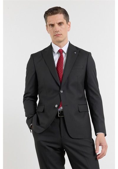 İmza Siyah Kırlangıç Yaka 6 Drop Slim Fit Tam Astar Esnek Takım Elbise 1001260153