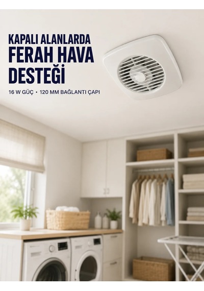 120 Mm Dekoratif Aspiratör 16 W 180 M³/h Banyo Mutfak Ve Wc Havalandırma Fanı