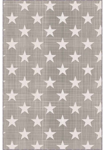 Gri Kaymaz Tabanlı Yıkanabilir Yıldızlı Bebek Halısı Kd078n11