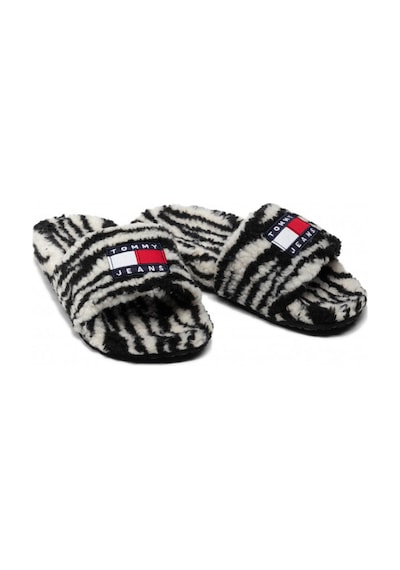 Black Tommy Hilfiger Kadın Wild Animal Printed Pool Slide Terlik