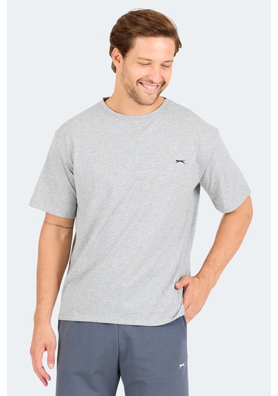 Slazenger Karnen In Oversize Erkek Baskılı Gri Tişört Gri