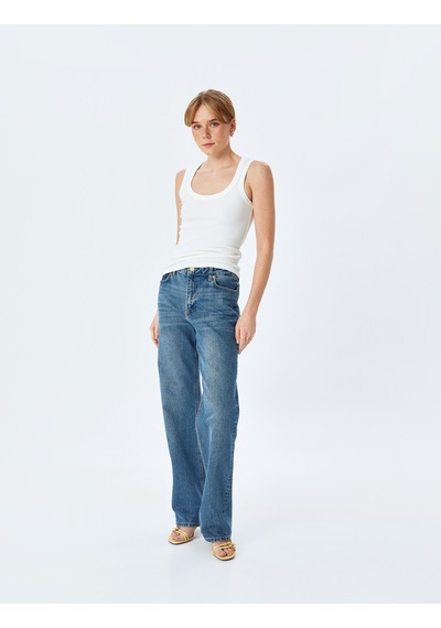 Koton Slim Fit Kolsuz U Yaka Kadın Fitilli Atlet Kırık Beyaz 5sak10135ek Ekru