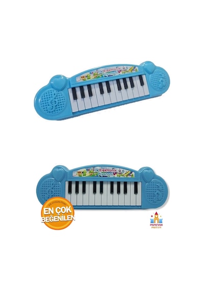 Pilli Türkçe Sesli Müzikli Eğitici Çocuk Oyuncak Piyano Müzikler - Notalar İle Müzik Dersi Mavi Renk