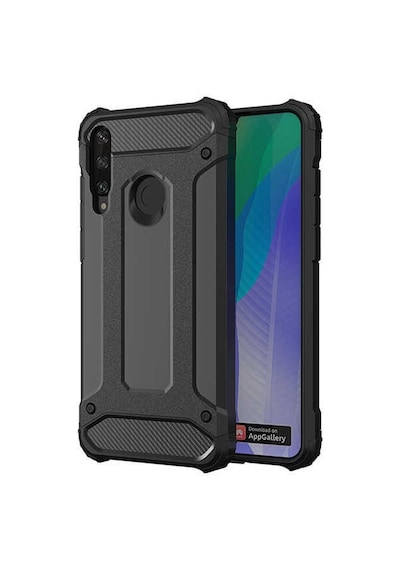 Kilifone - Huawei Uyumlu Y6p - Kılıf Çift Katman Zırh Tank Crash Military Kapak - Siyah