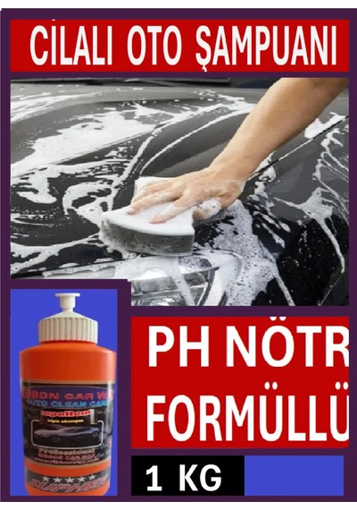 Reperlent Ph Nötr Formüllü Cilalı Oto Yıkama Şampuanı 1 Kg + Oto Yıkama Süngeri