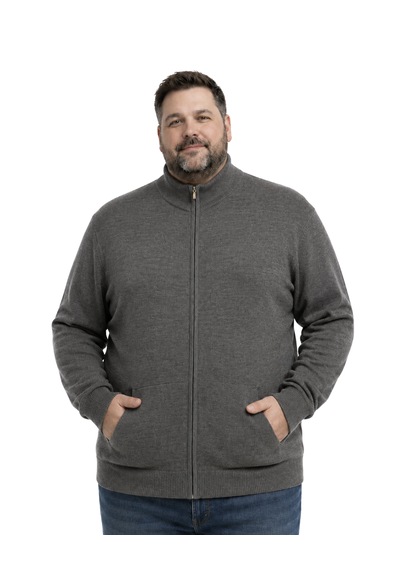 Battalmoda Erkek Büyük Beden Koyu Vizon Basic Cepli Triko Hırka 3xl-4xl-5xl-6xl