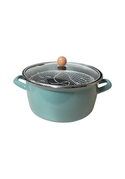 Lüks Emaye Kızartma Tenceresi 22 Cm Yeşil
