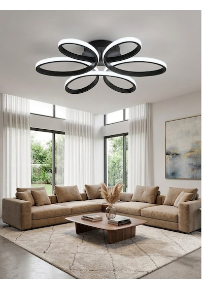 3 Renkli Yonca 6 Lı Siyah Plafonyer Salon Mutfak Çocuk Odası Yemek Masası Ve Antre İçin Modern Led