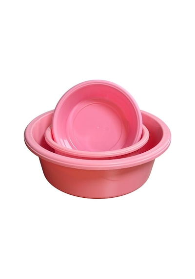 3'lü Saklama Kabı Seti İç Içe Geçmeli Badya / Leğen Mutfak Ve Ev Içi Kullanım Plastik Pratik Set Pembe