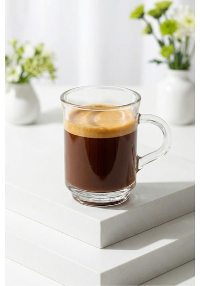 Lav Ada Cam Kupa 6 Kişilik 250 ml Kulplu (Kahve/Çay Bardağı)