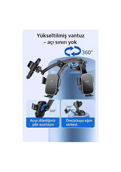 Telefon Tutucu Araç İçi Otomatik Klipsli Ayarlanabilir Cam Ve Torpido İçin Yüksek Kaliteli 2 Mixed
