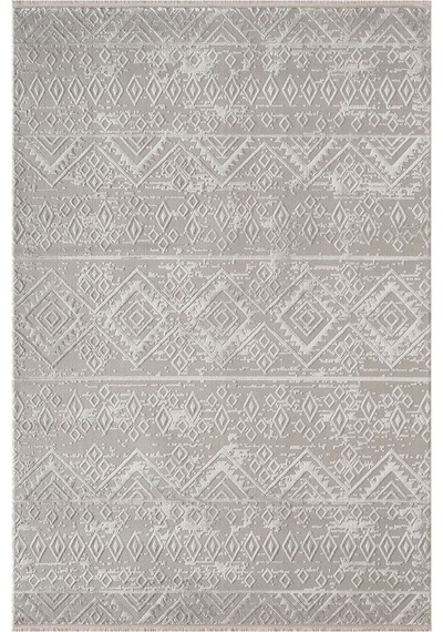 Cotto Motto Tt008g Gri Halı Modern Geometrik Desen Pamuk Taban Yıkanabilir Salon Mutfak Halısı