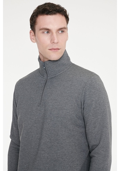 AC&Co / Altınyıldız Classics Standart Fit Normal Kesim İçi Polarlı Bato Yaka Pamuklu Erkek Sweatshirt Antrasit Melanj Antrasit AC&Co / Altınyıldız Classics Standart Fit Normal Kesim İçi Polarlı Bato Yaka Pamuklu Erkek Sweatshirt Antrasit Melanj Antrasit