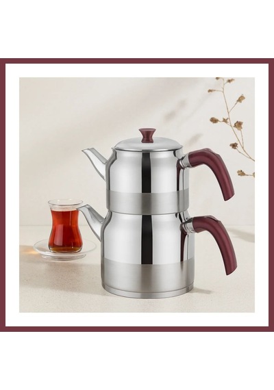 Storeşahin Çelik Çaydanlık Seti Aile Boy 1.5l + 3l Kendinden Süzgeçli Shn0720