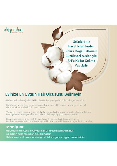 Erne Kadife Kaymaz Pamuk Tabanlı Yıkanabilir Antibakteriyel Salon Halısı 120x180