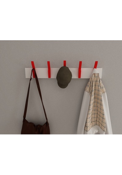Hepsi3boyutlu Modern Duvar & Kapı Kanca Askılık - 5 Adet Kırmızı Kanca Askılık - Model No : 3 Kırmızı