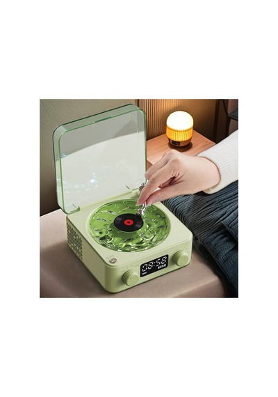 Nostalji Plak Çalar Bluetooth 3d Ses Dalgası Retro Müzik Plak Çalar-haki