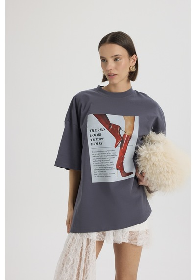 Mai Studıos Mai Studios Co. Theory Oversize Füme T-shirt Füme