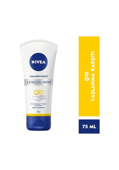 Q10 Yaşlanma Karşıtı 3 Etkili El Kremi, 75 Ml, Yoğun Nemlendirici